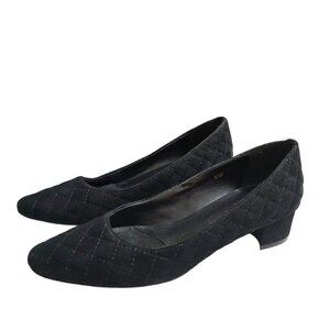 Vaneli Black April Pump Quilted Suede Sz 6.5N